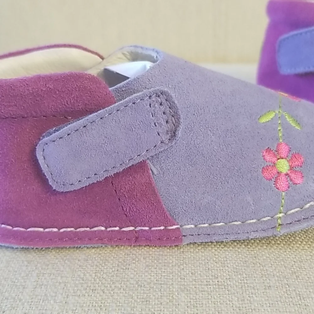 Pipit Toddler Flower Suede Shoes in Lilac/Fuschia